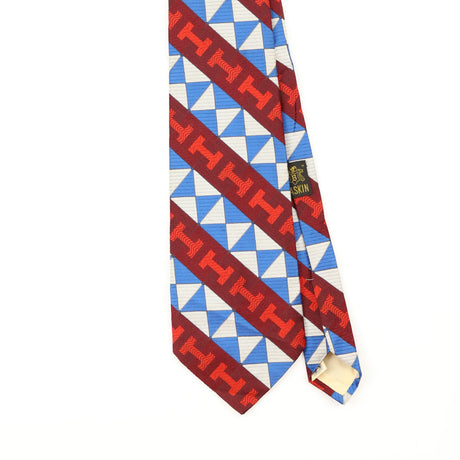 Front Front Detail of Vintage 1980's Geometric Patterned Tie
