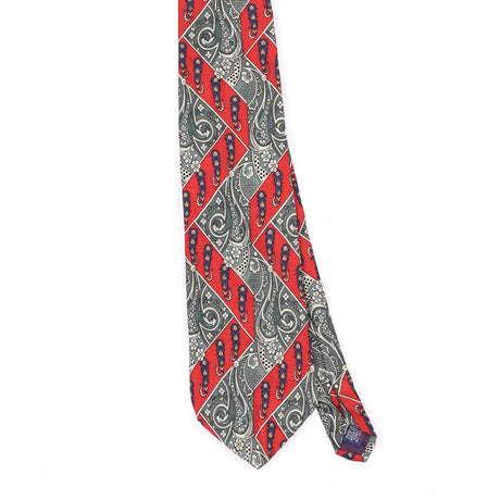 Front Front Detail of Vintage 1990's Paisley Patterned Tie