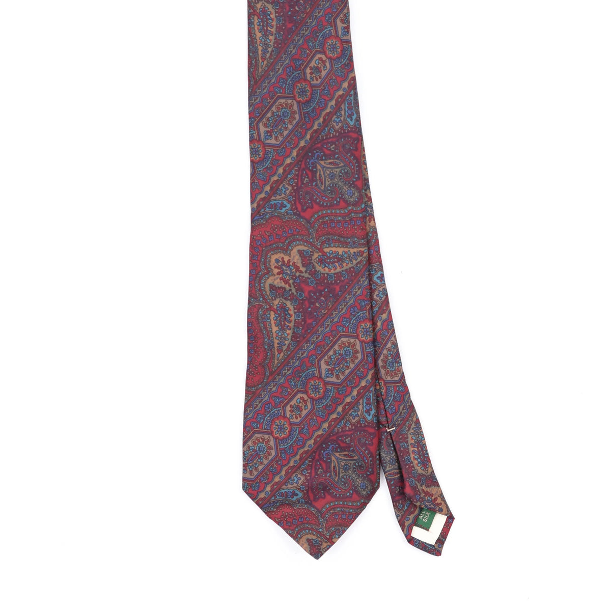 Front Front Detail of Vintage 1990's Tom James Paisley Patterned Tie
