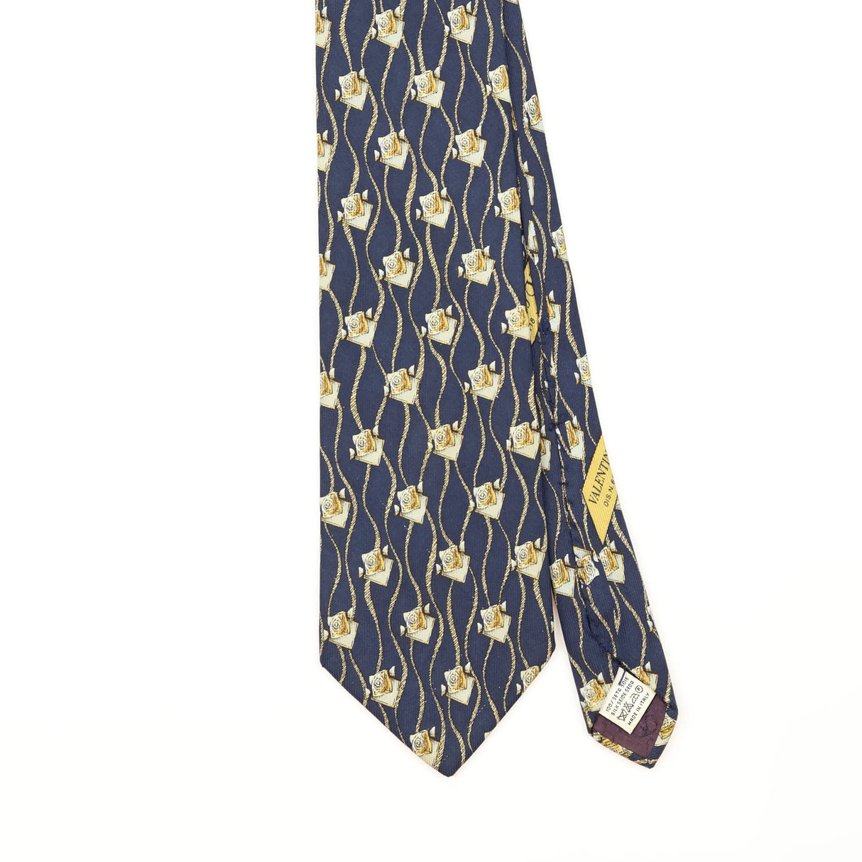 Front Detail of Vintage 1990's Valentino Geometric Patterned Tie