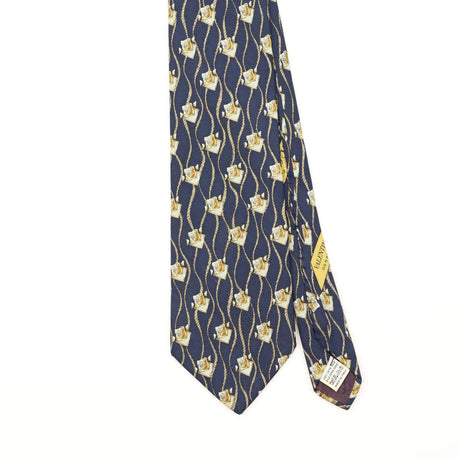 Front Detail of Vintage 1990's Valentino Geometric Patterned Tie