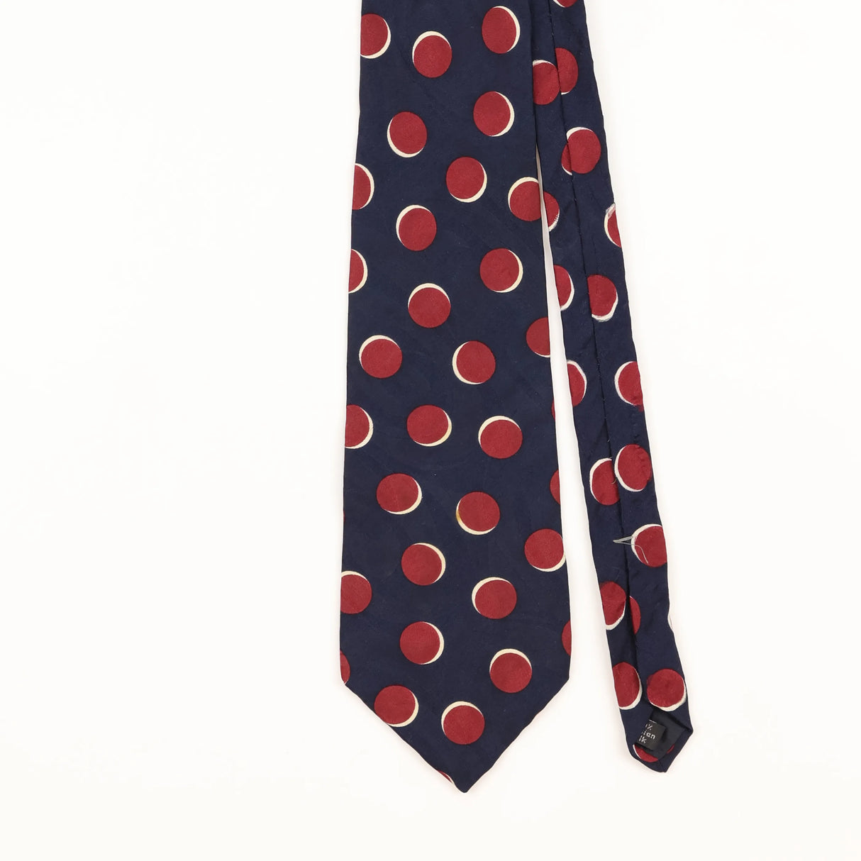 Front Detail of Vintage 1990's Zylos Polka Dot Patterned Tie
