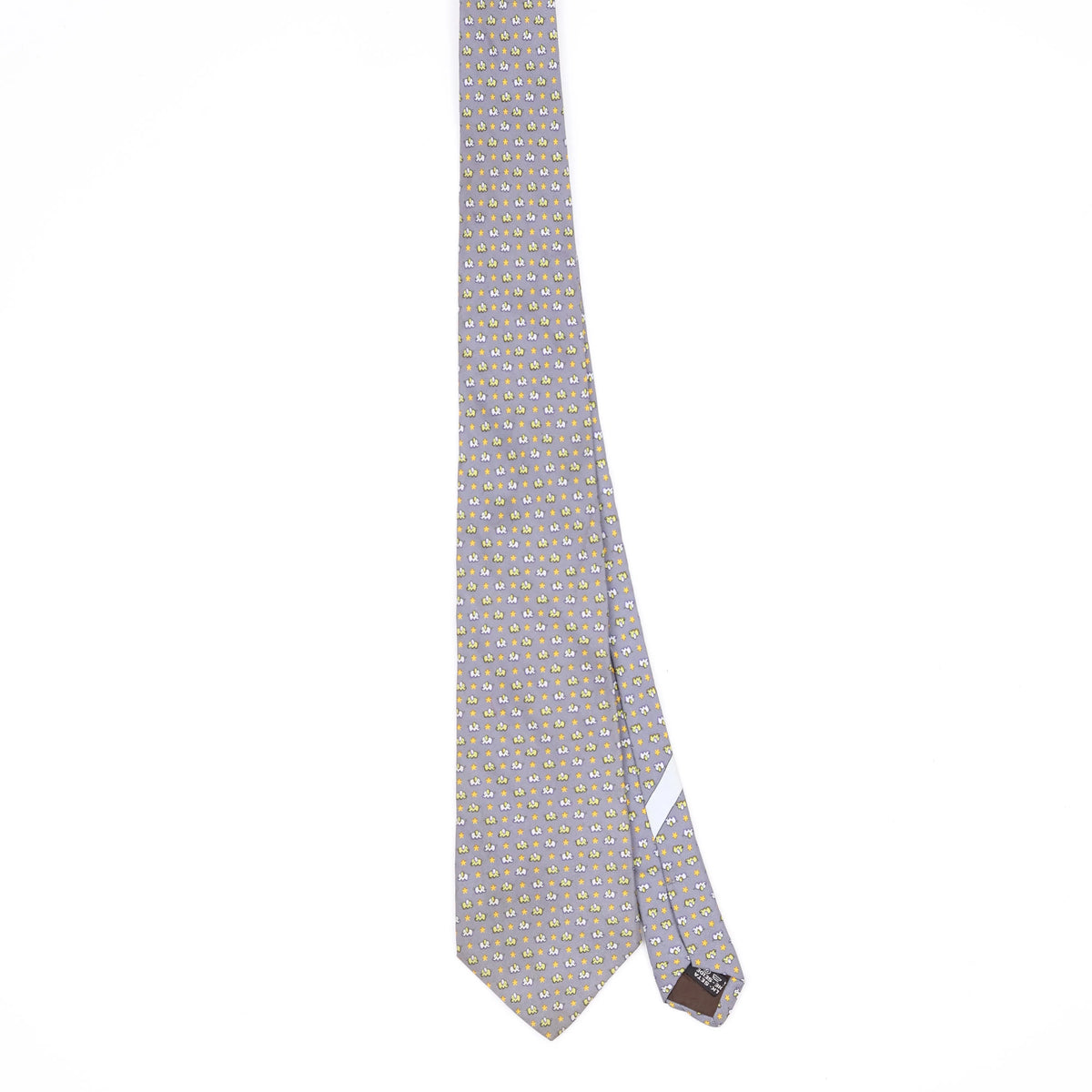 Front Front of Vintage 1990's Salvatore Ferragamo Elephant Geometric Patterned Tie