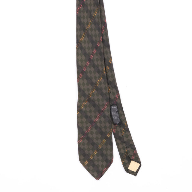 Front Front Detail of Vintage 1990's Check Patterned Tie
