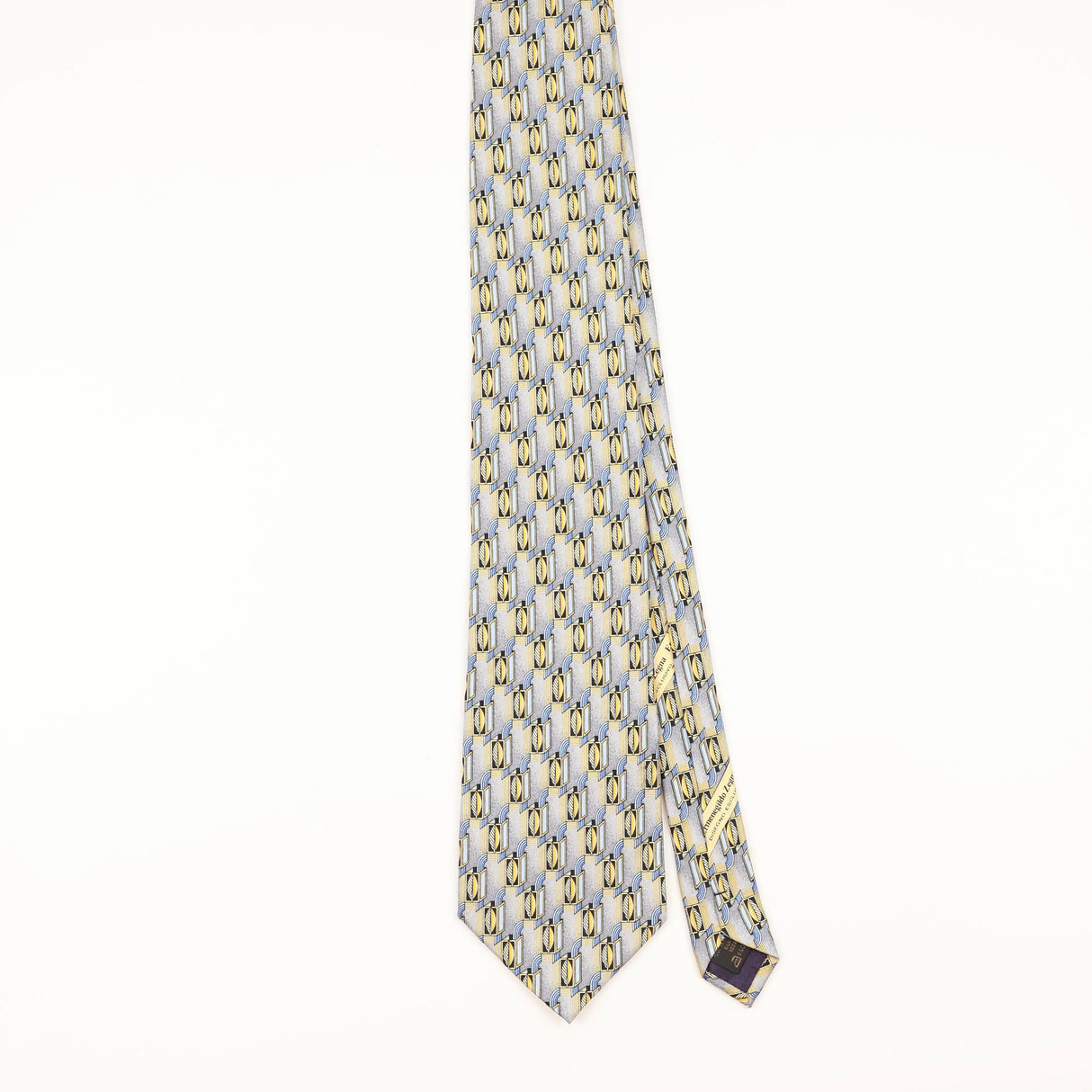 Front of Vintage 1990's Ermenegildo Zegna Geometric Patterned Tie