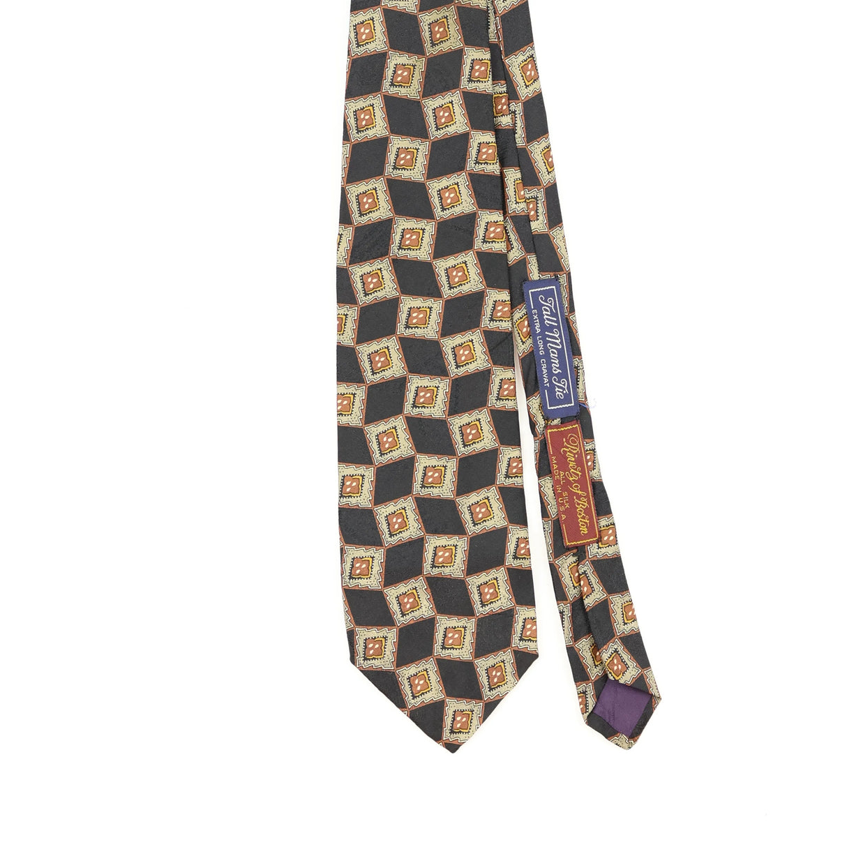 Front Front Detail of Vintage 1990's Geometric Patterned Tie