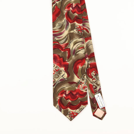 Front Detail of Vintage 1980's Ted Lapidus BNWT Abstract Patterned Tie