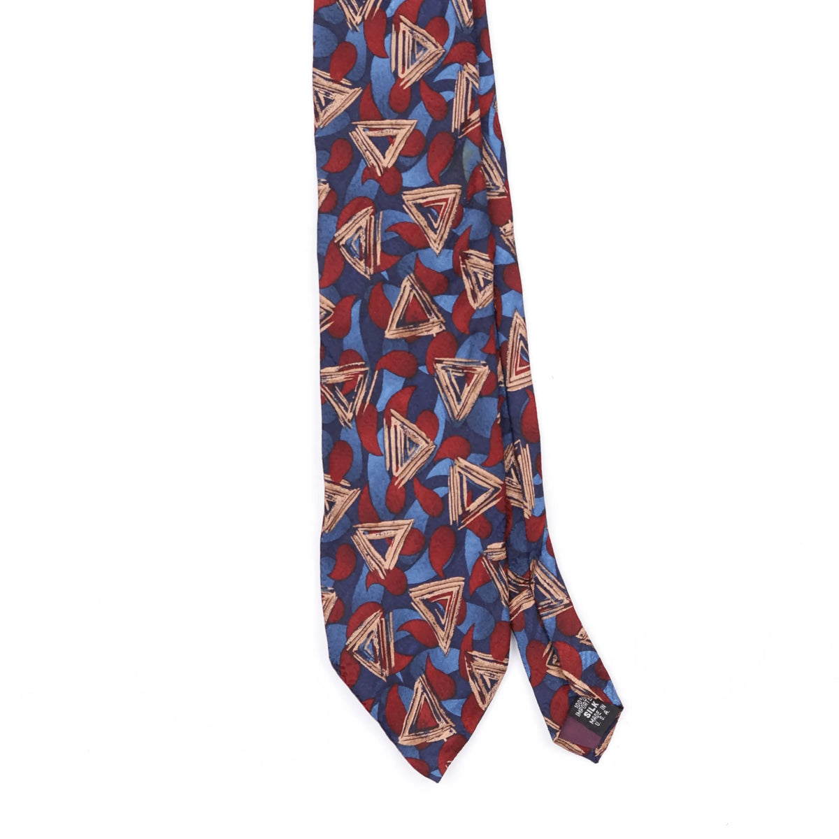 Front Front Detail of Vintage 1990's Geometric Patterned Tie