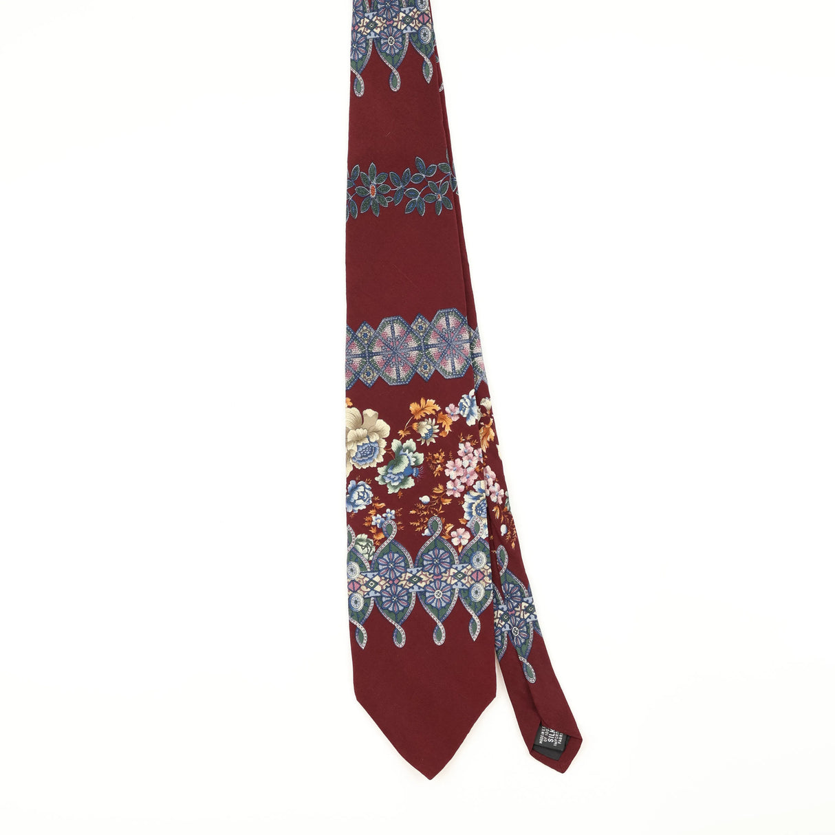 Front of Vintage 1990's Bill Blass Floral Patterned Tie