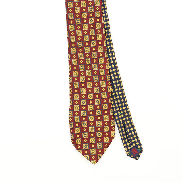 Front Front Detail of Vintage 1990's Tommy Hilfiger Geometric Patterned Tie