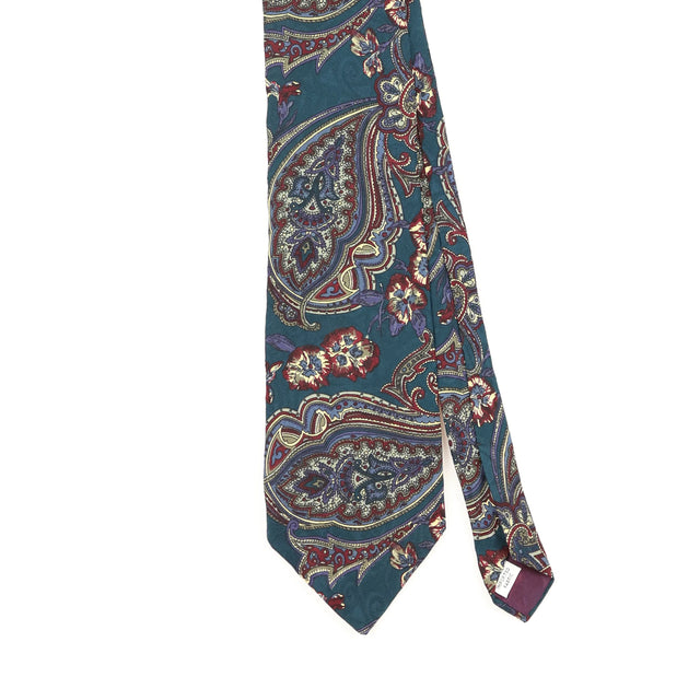 Front Front Detail of Vintage 1990's Paisley Patterned Tie