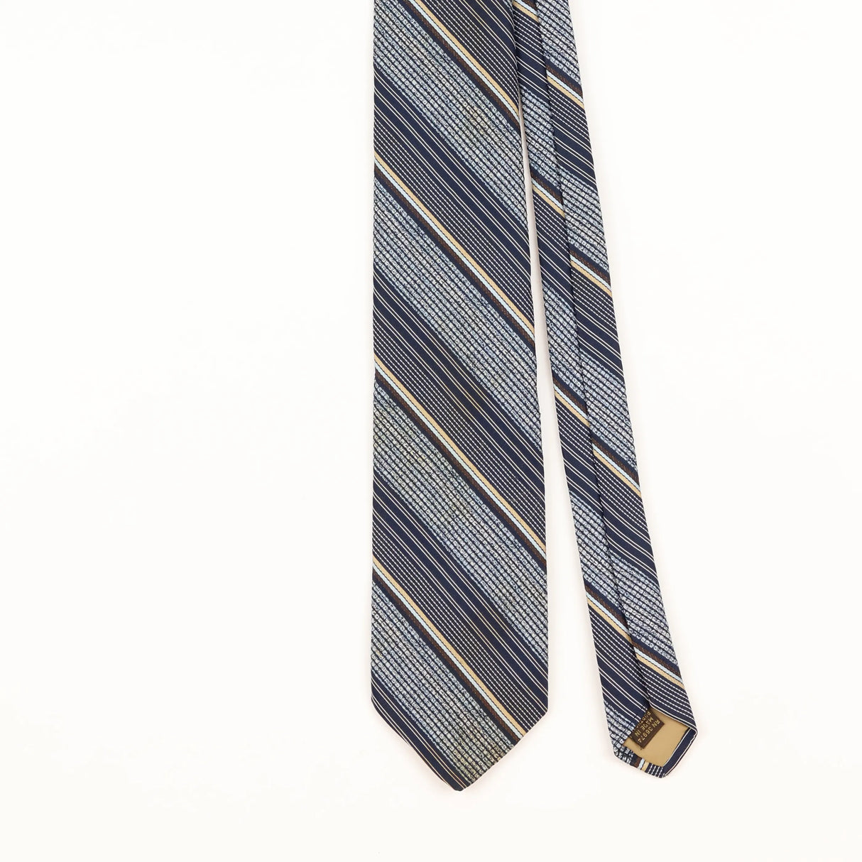 Front Detail of Vintage 1980's Repp Striped Patterned Tie