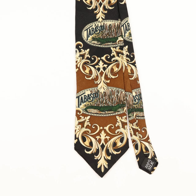 Front Detail of Vintage 1990's Tabasco Cartoon Patterned Tie