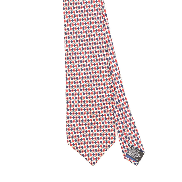 Front Front Detail of Vintage 1990's Tie Rack Leonardo Strelli Geometric Patterned Tie