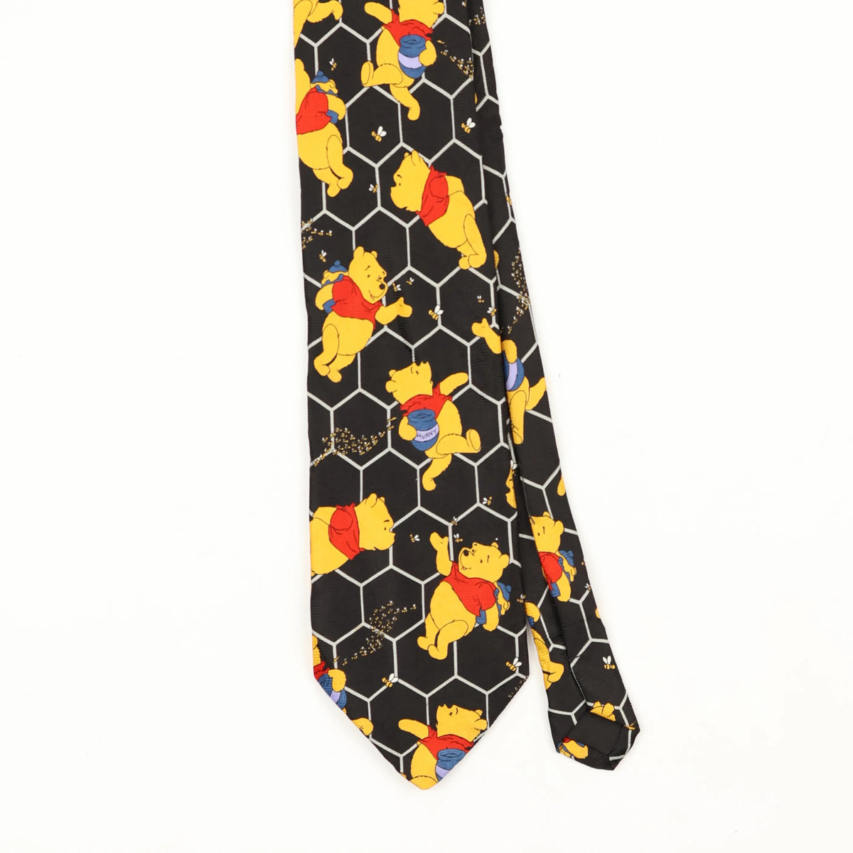 Front Front Detail of Vintage 1990's Disney Winnie The Pooh Cartoon Patterned Tie