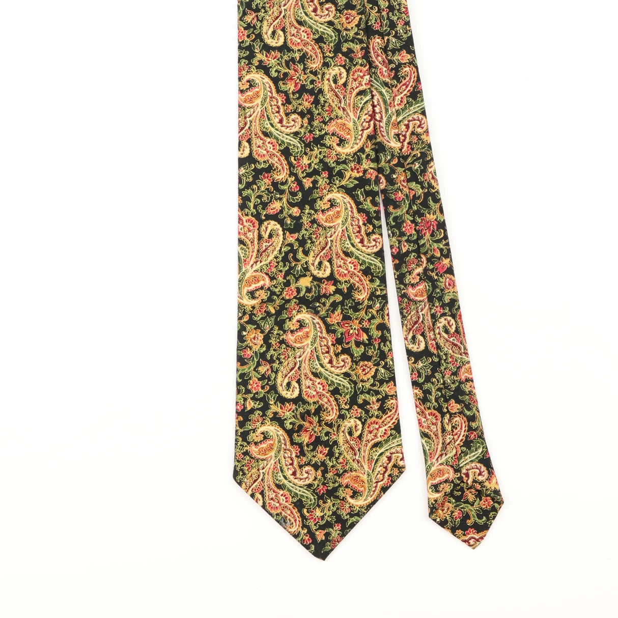 Front Detail of Vintage 1990's Paisley Patterned Tie