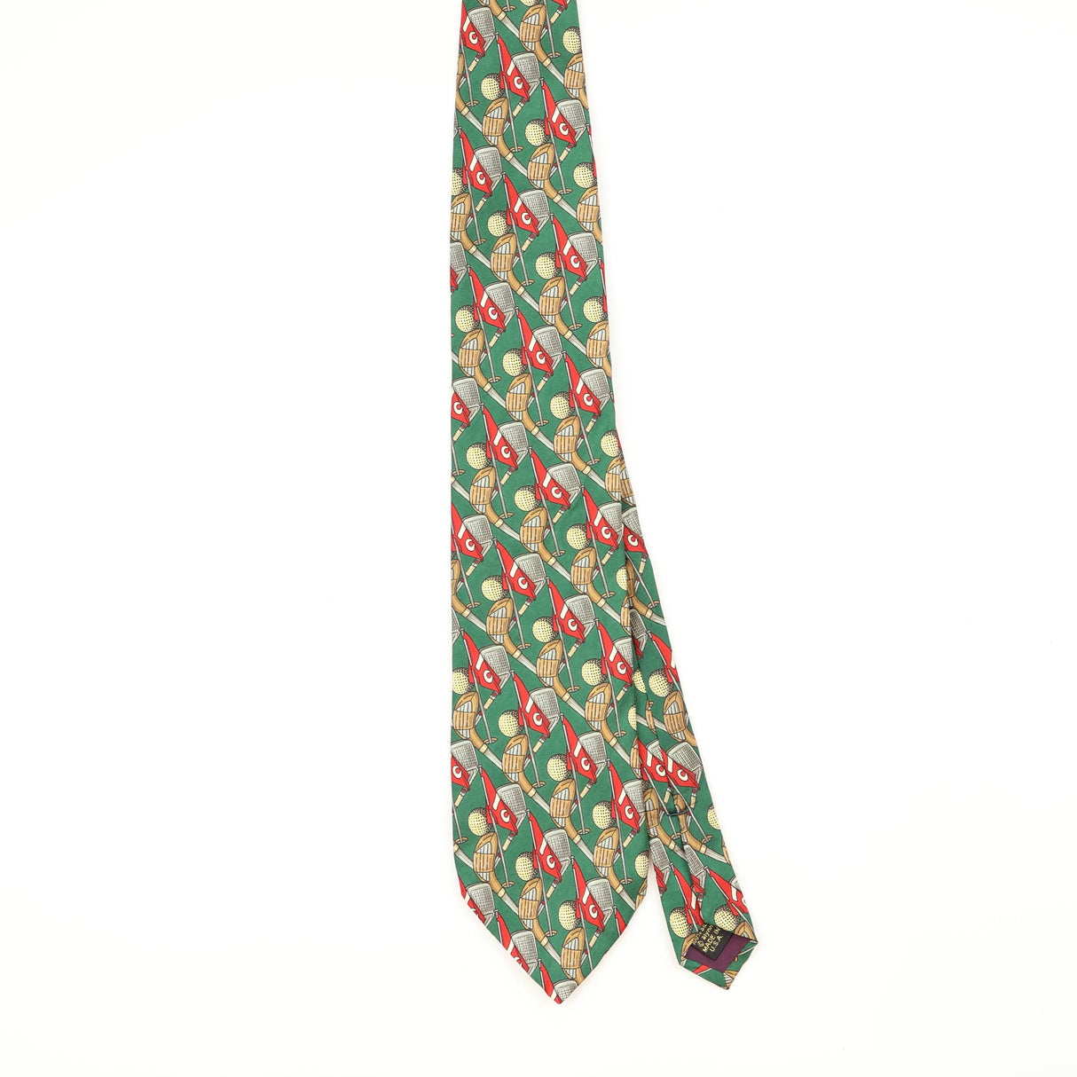 Front Front of Vintage 1990's Alynn Neckwear Golf Clubs Geometric Patterned Tie