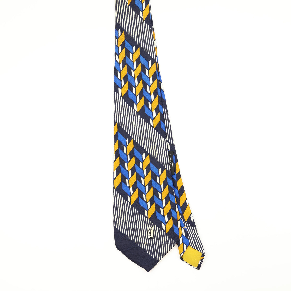 Front Front of Vintage 1980's Yves Saint Laurent Geometric Patterned Tie