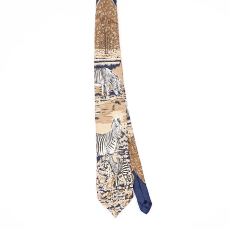 Front Front of Vintage 1990's Zebra Animal Print Patterned Tie