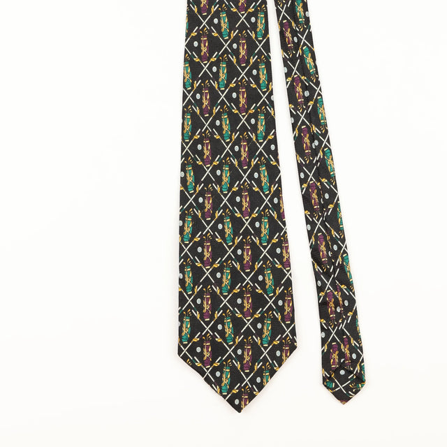 Front Detail of Vintage 1990's Golf Bag Geometric Patterned Tie