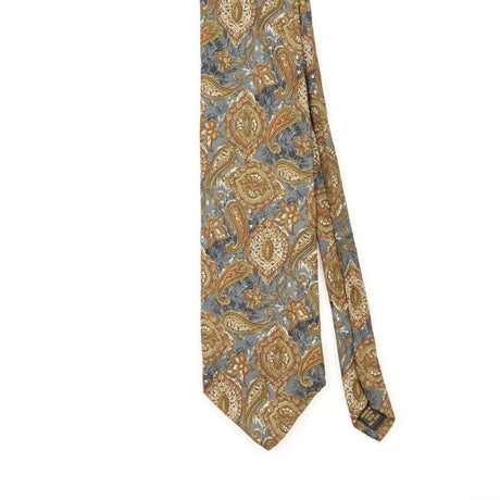 Front Detail of Vintage Cambridge Classics Paisley Patterned Tie
