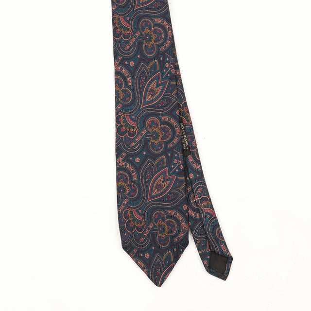 Front Front Detail of Vintage 1990's Ferrell Reed Paisley Patterned Tie