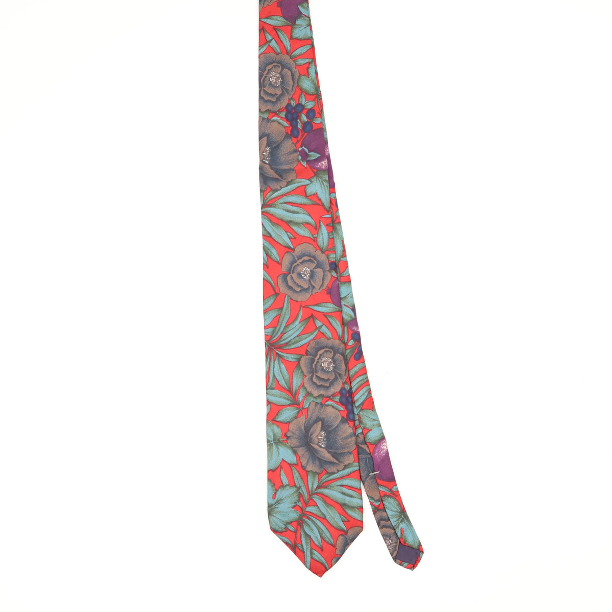 Front Front of Vintage 1990's Floral Patterned Tie