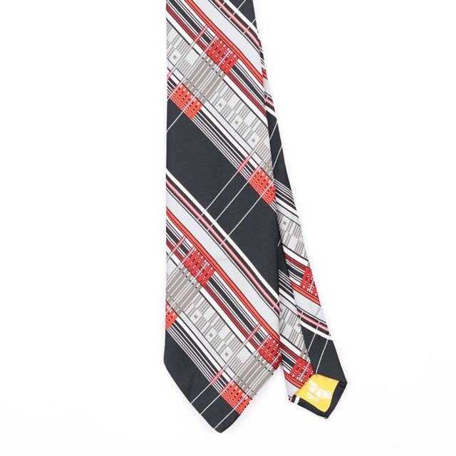 Front Front Detail of Vintage 1980's Striped Patterned Tie