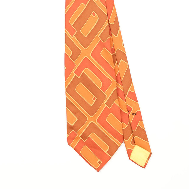 Front Front Detail of Vintage 1980's Christian Dior Geometric Patterned Tie