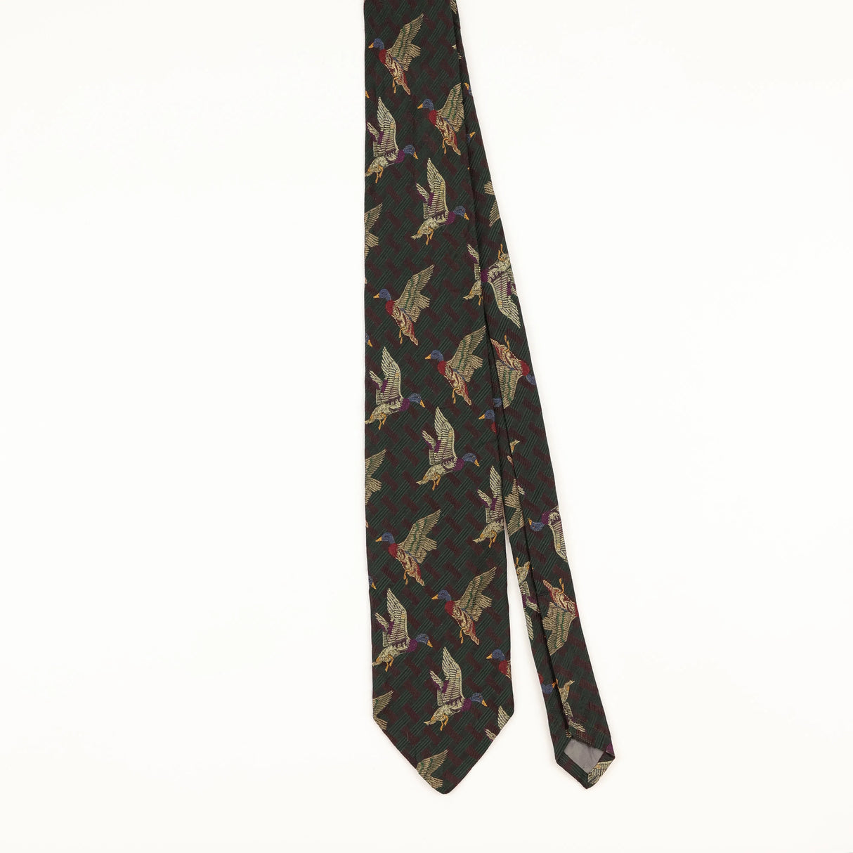 Front of Vintage 1990's Robert Talbott Bird Animal Print Patterned Tie
