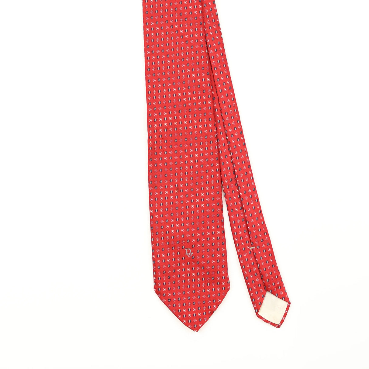 Front Detail of Vintage 1990's Christian Dior Geometric Patterned Tie