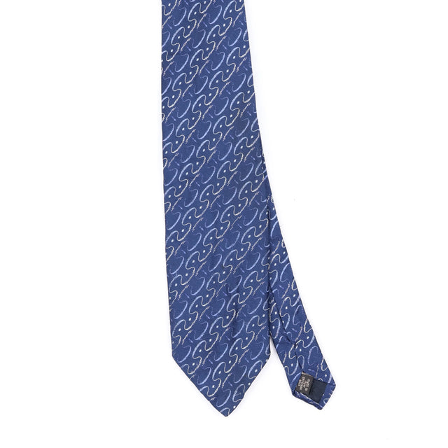 Front Front Detail of Vintage 1990's Waves Geometric Patterned Tie