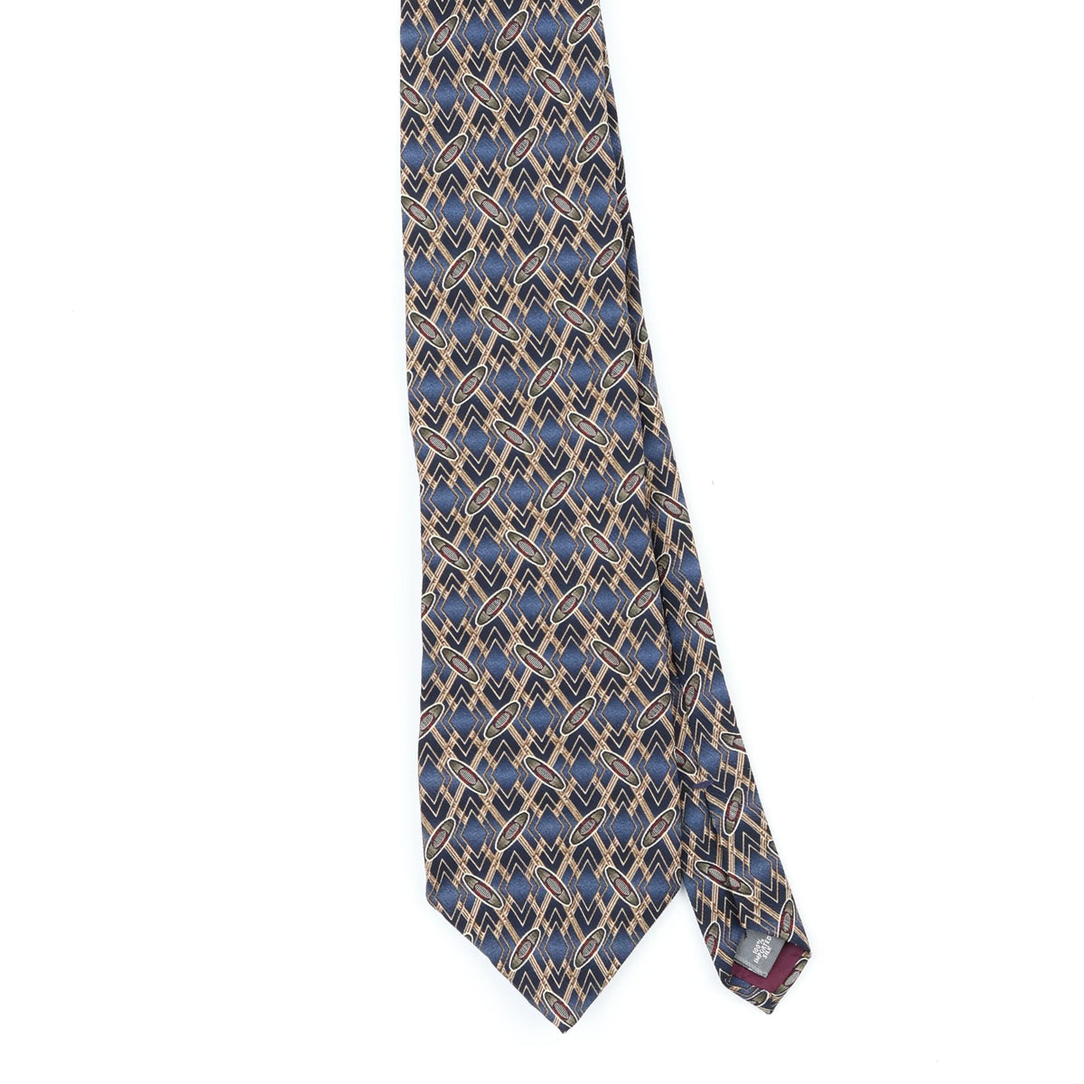 Front Front Detail of Vintage 1990's Ovals Geometric Patterned Tie