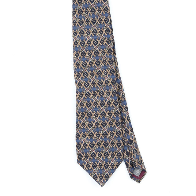 Front Front Detail of Vintage 1990's Ovals Geometric Patterned Tie