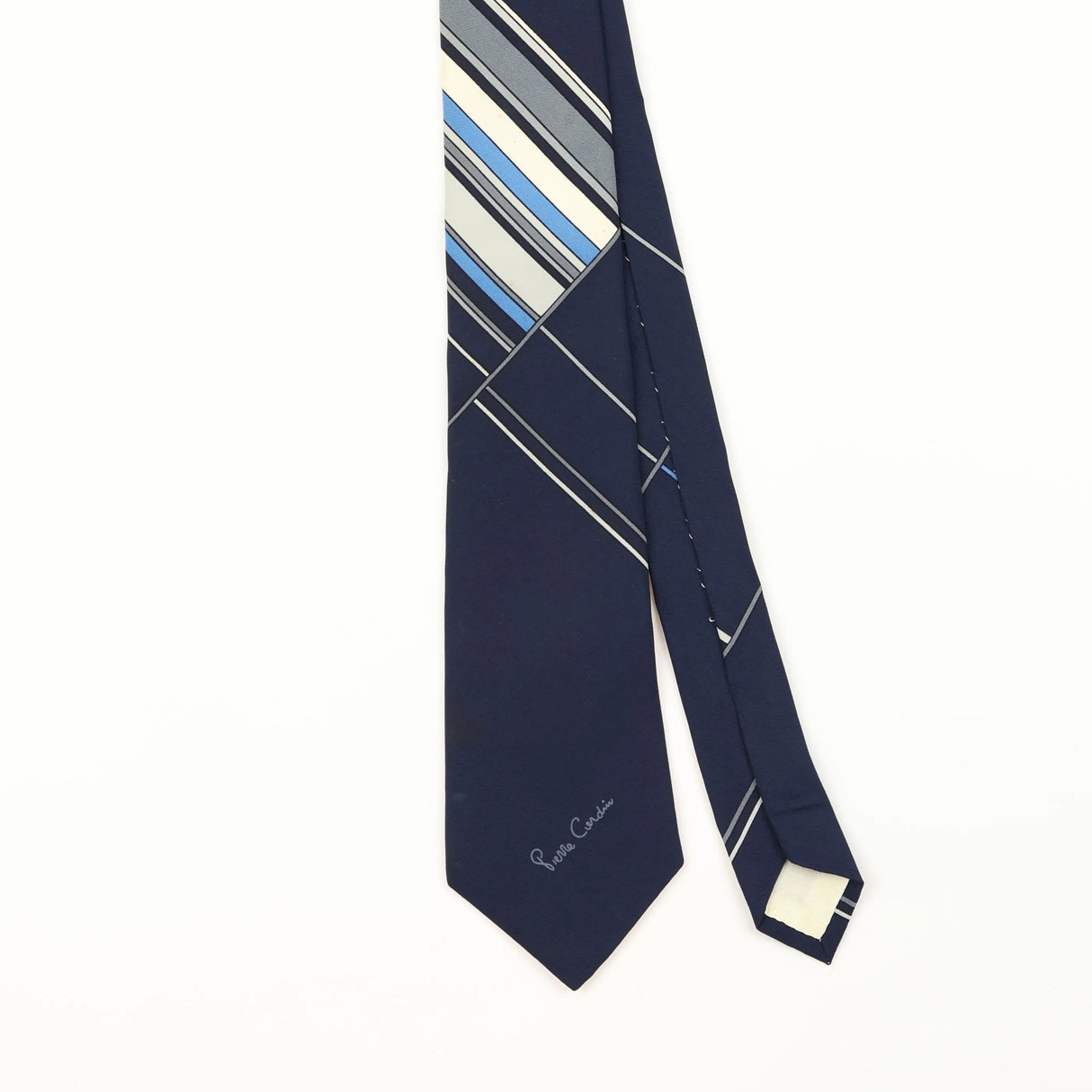 Front Detail of Vintage 1980's Pierre Cardin Geometric Patterned Tie