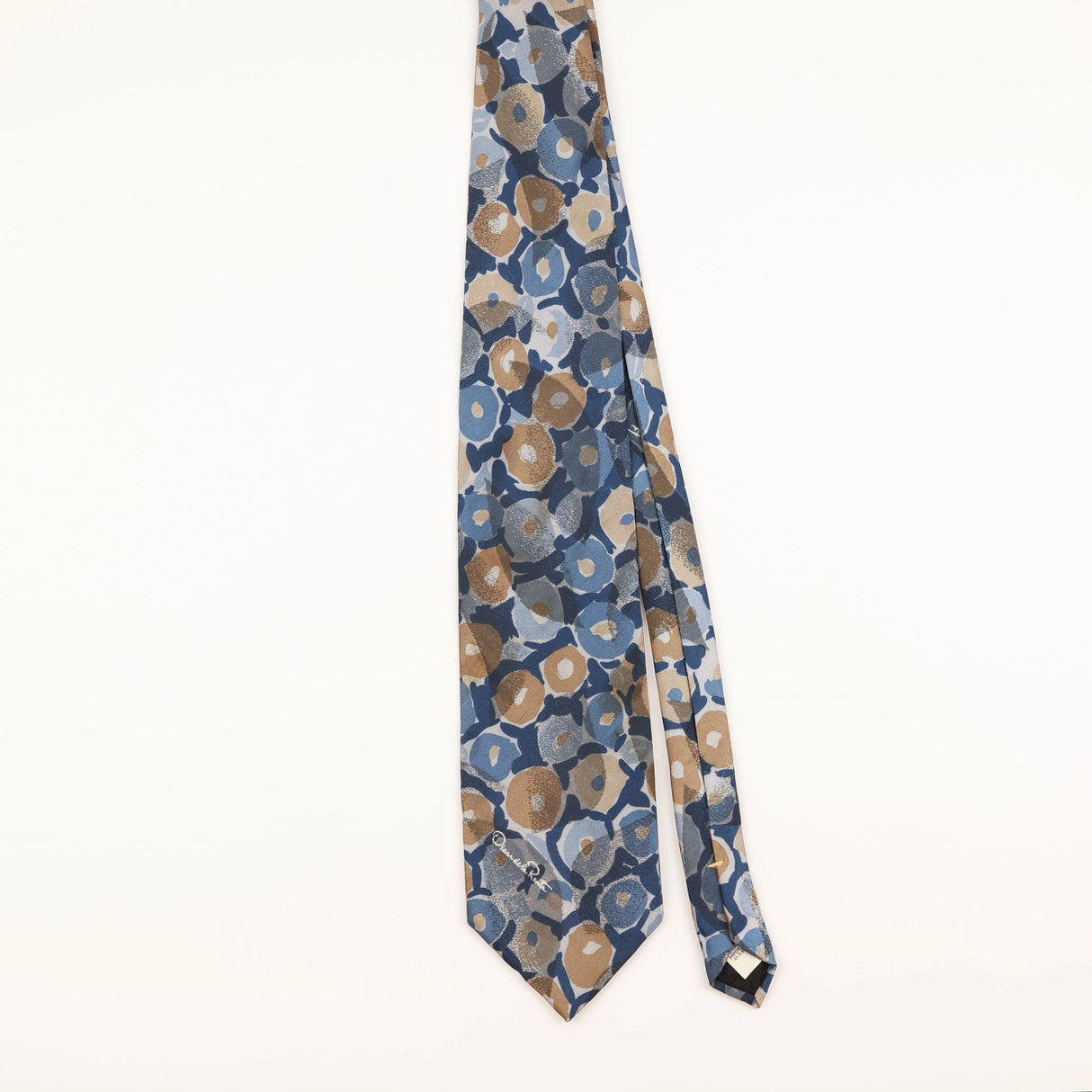 Front of Vintage 1990's Oscar De La Renta Geometric Patterned Tie