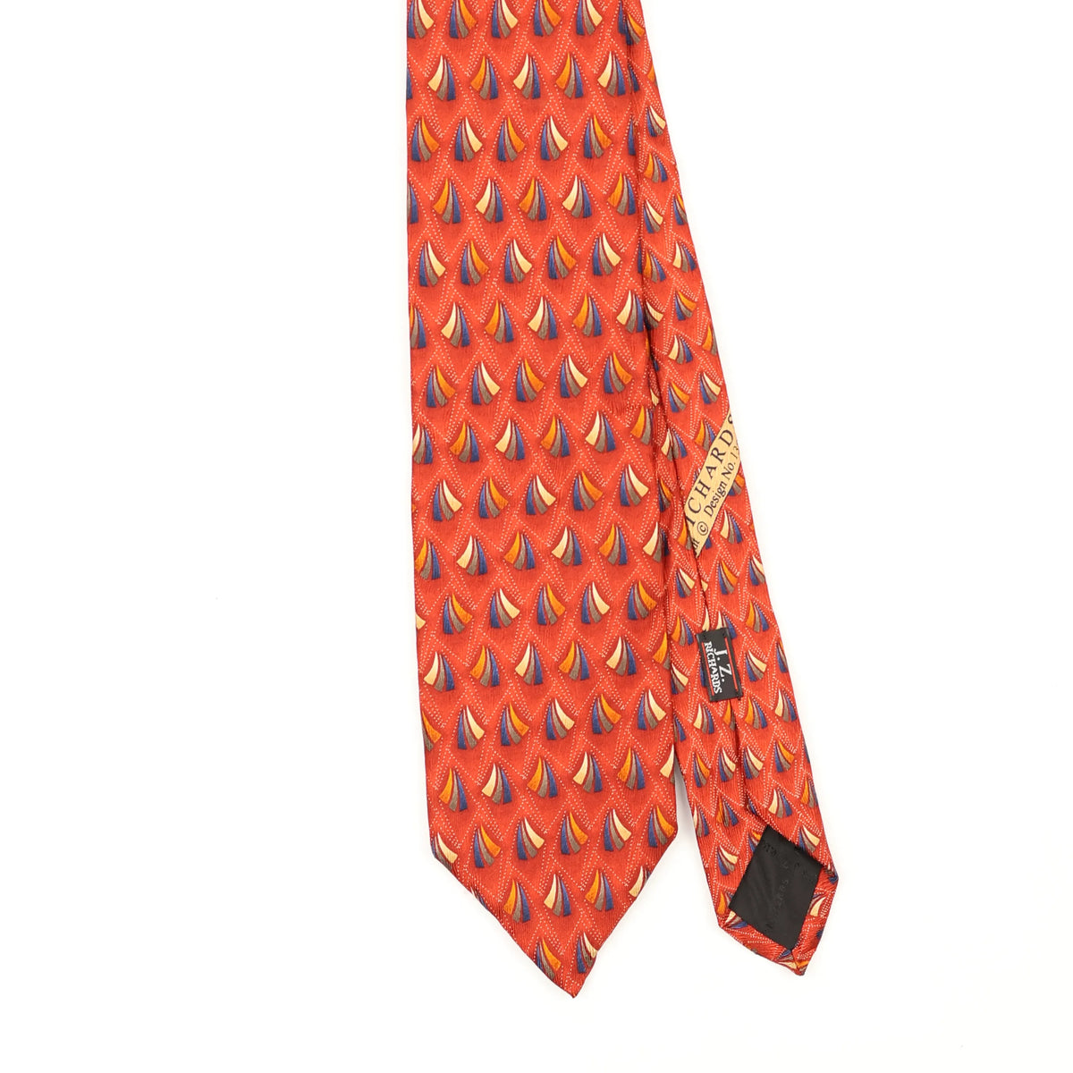 Front Front Detail of Vintage 1990's Jz Richards Geometric Patterned Tie