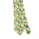Front Front Detail of Vintage 1990's Harrods Geometric Patterned Tie