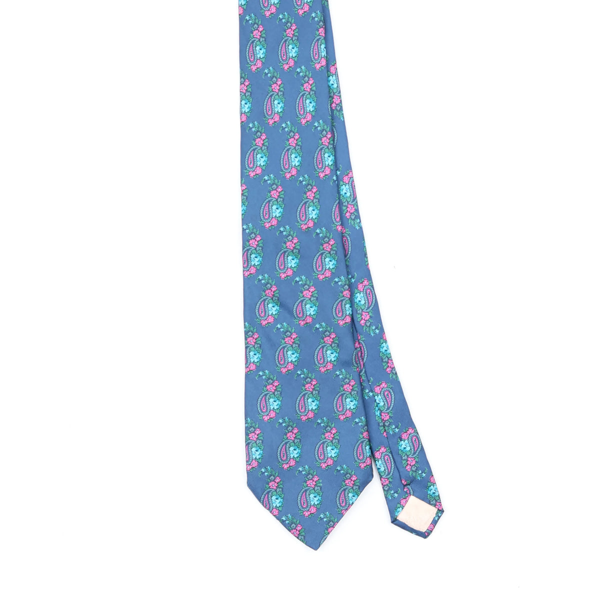 Front Front Detail of Vintage 1980's Ted Lapidus Flowers Paisley Patterned Tie