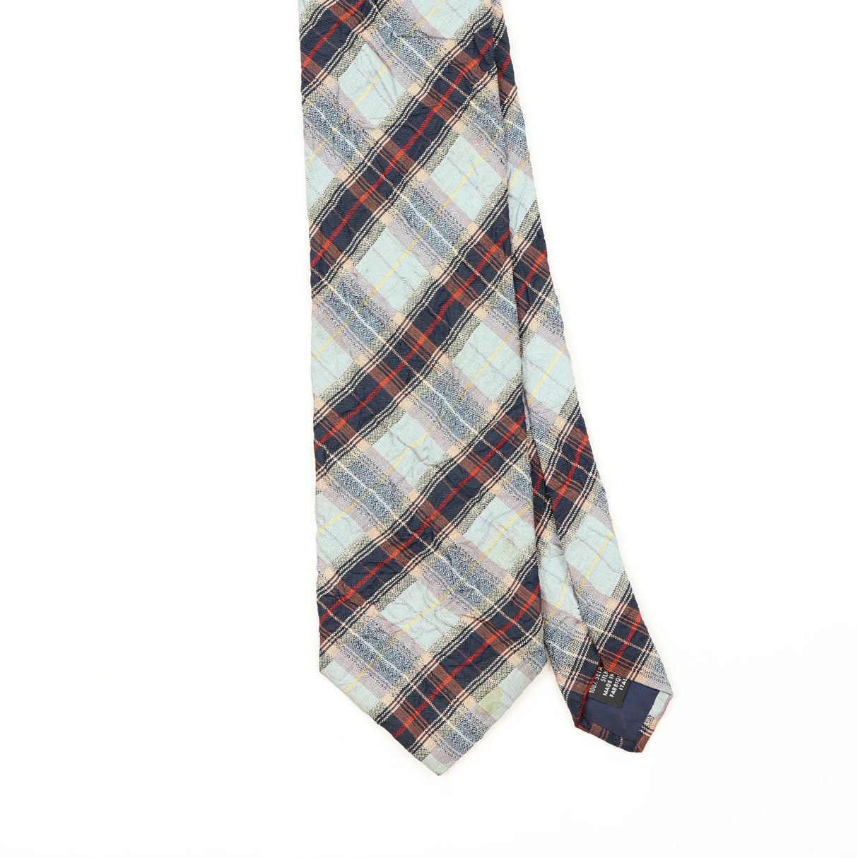 Front Front Detail of Vintage 1990's Kenzo Crinkle Plaids & Checks Patterned Tie
