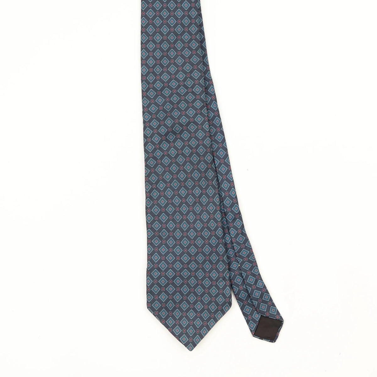 Front Front Detail of Vintage 1990's Oscar De La Renta Geometric Patterned Tie