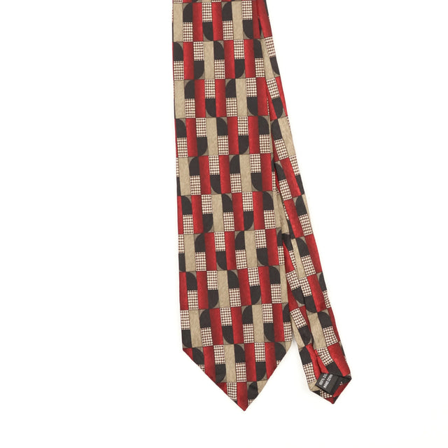 Front Front Detail of Vintage 1990's Geometric Patterned Tie