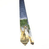 Front Front of Vintage 1990's Endangered Species Giraffe Animal Print Patterned Tie