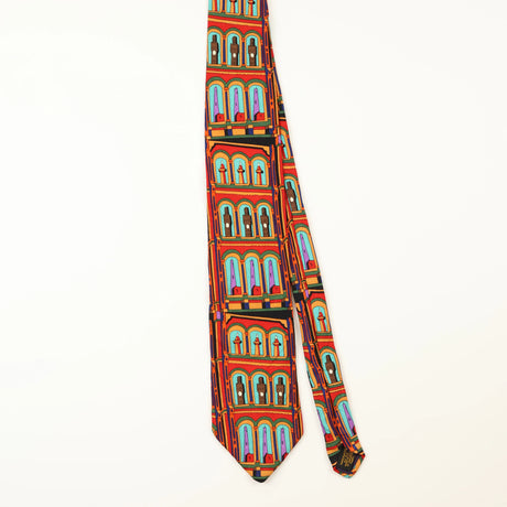 Front of Vintage Museum Cartoon Patterned Tie