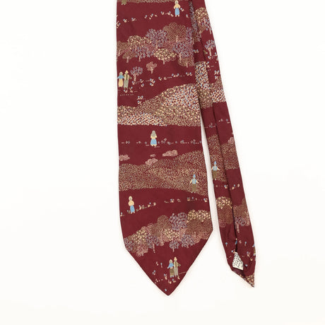 Front Detail of Vintage 1970's Courchevel Farming Fields Abstract Patterned Tie