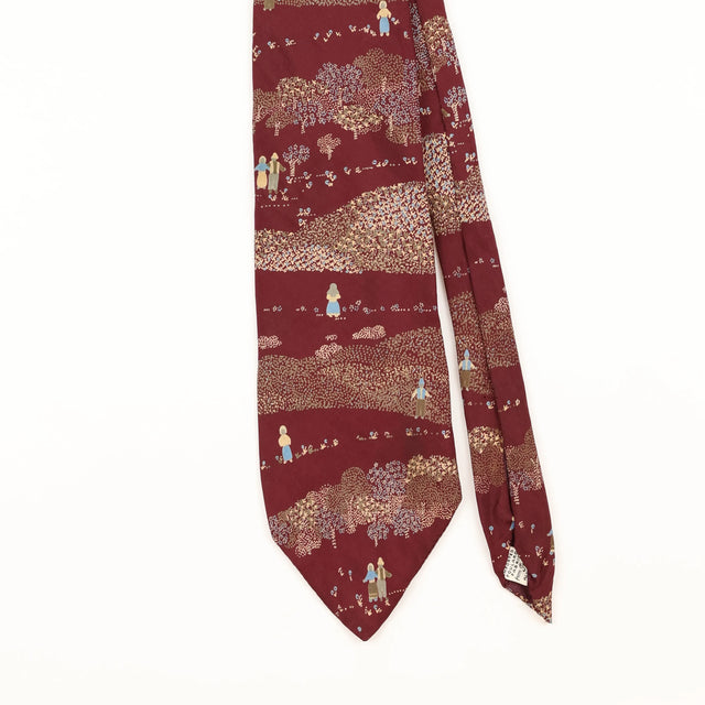 Front Detail of Vintage 1970's Courchevel Farming Fields Abstract Patterned Tie
