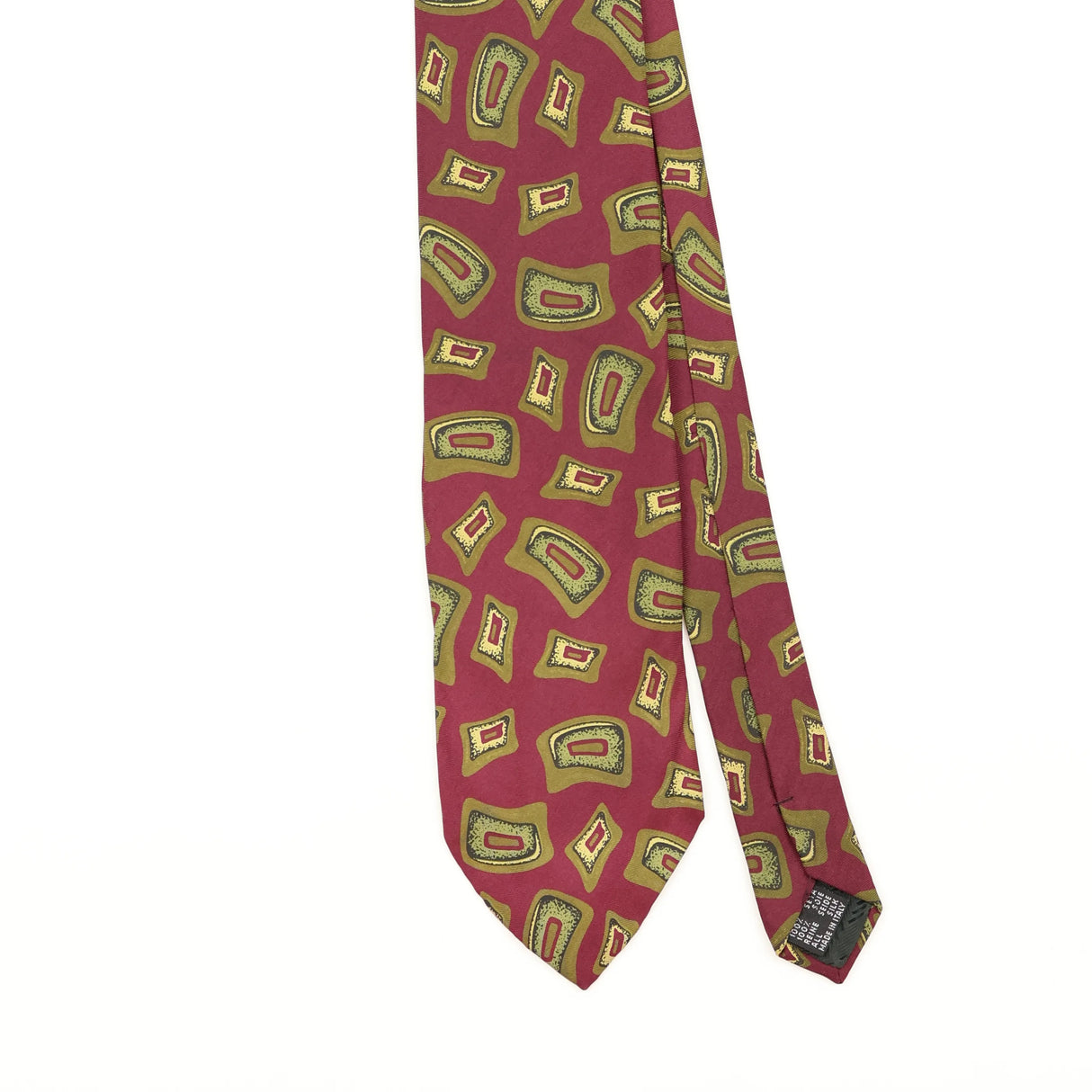Front Detail of Vintage 1990's Francesco Smalto Geometric Patterned Tie
