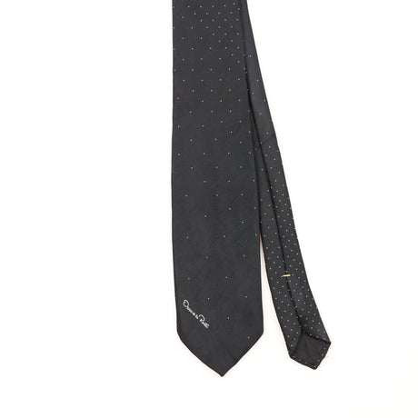 Front Front Detail of Vintage 1990's Oscar De La Renta Polka Dot Patterned Tie