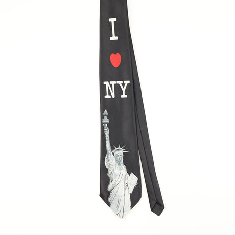 Front of Vintage 1990's Rene Chagal I Love NY Cartoon Patterned Tie