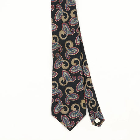 Front Front Detail of Vintage 1990's Oscar De La Renta Paisley Patterned Tie